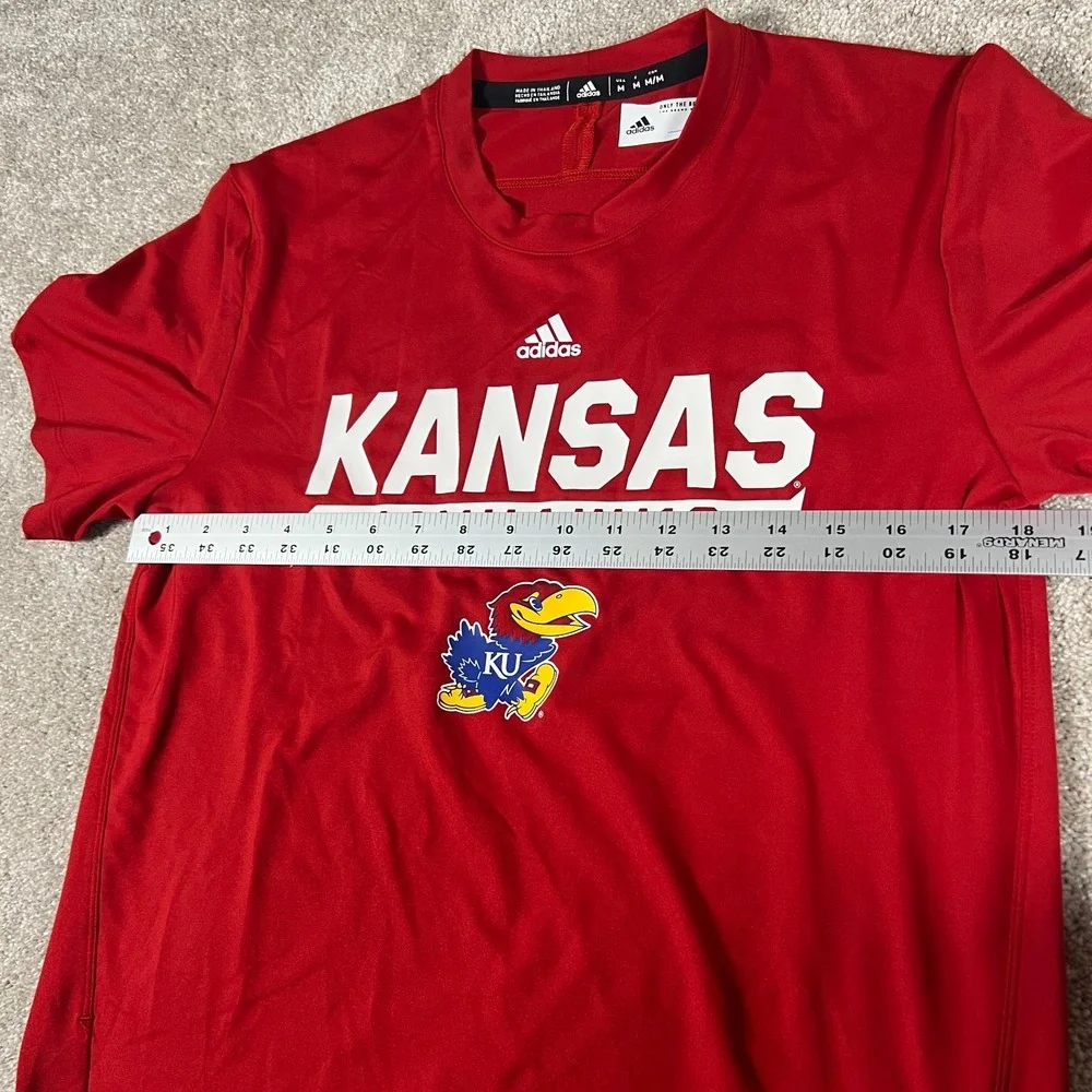 Adidas Performance Mens M Red Kansas‎ Jayhawks Aeroready Training Tee Shirt NWT